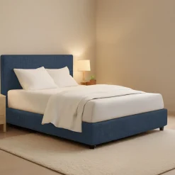 Letto Matrimoniale blu Sfoderabile Contenitore, Dimensione Materasso 160x200 cm - Melilli