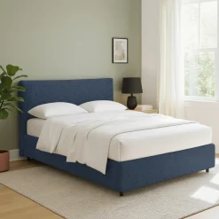 Letto Matrimoniale blu Sfoderabile Contenitore, Dimensione Materasso 160x200 cm - Peia
