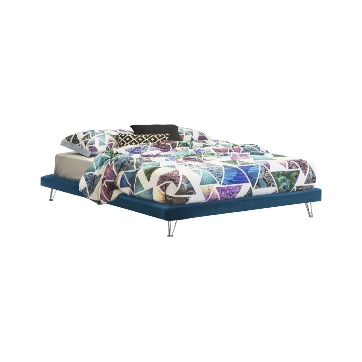 Letto matrimoniale blu 170x205cm sfoderabile - Arbatrax