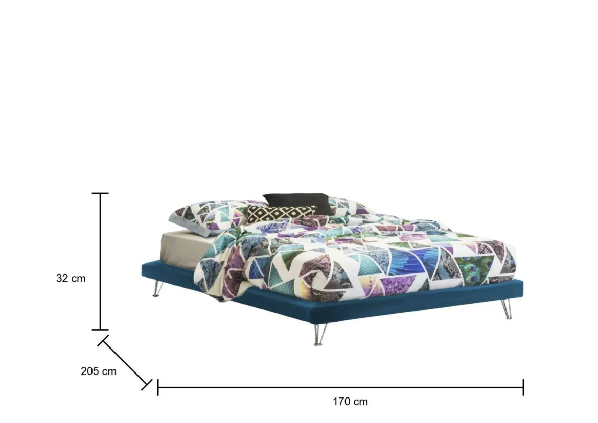 Letto matrimoniale blu 170x205cm sfoderabile - Arbatrax