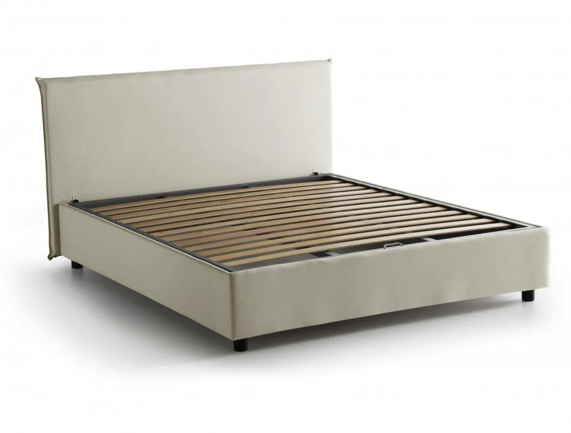 Letto matrimoniale con contenitore beige 175x205cm - Ashlee