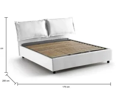 Letto Matrimoniale Contenitore 175x215x95h Imbottito in Tessuto Sfoderabile Grigio con Rete a Doghe Made in Italy – Aris