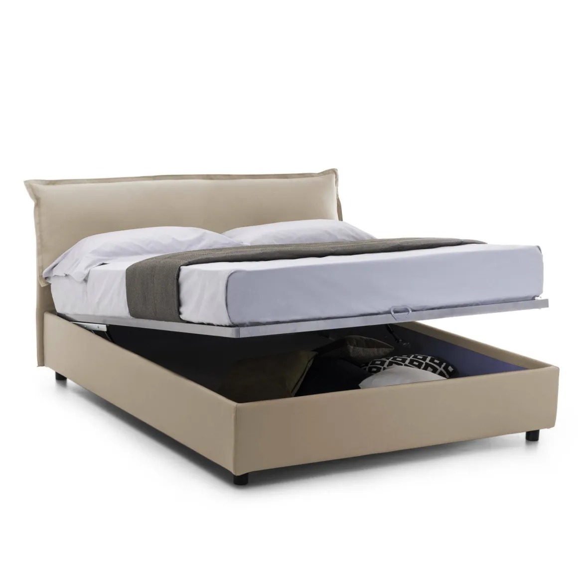 Letto matrimoniale contenitore beige 175x205cm con materasso - Amilcare