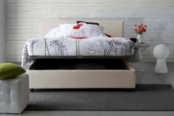 Letto matrimoniale contenitore beige 175x205cm testiera imbottita - Anassimene