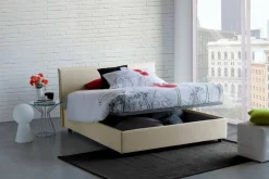 Letto matrimoniale contenitore beige 175x215cm rivestimento lavabile - Ariadni