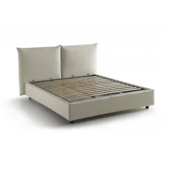 Letto matrimoniale contenitore beige 190x215cm con testiera imbottita - Alizarin