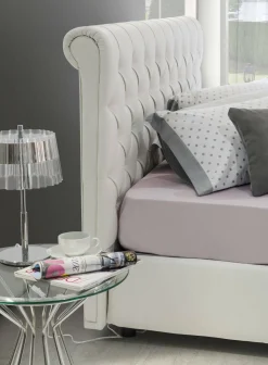 Letto matrimoniale contenitore bianco 175x205cm con salvaspazio - Arnorld