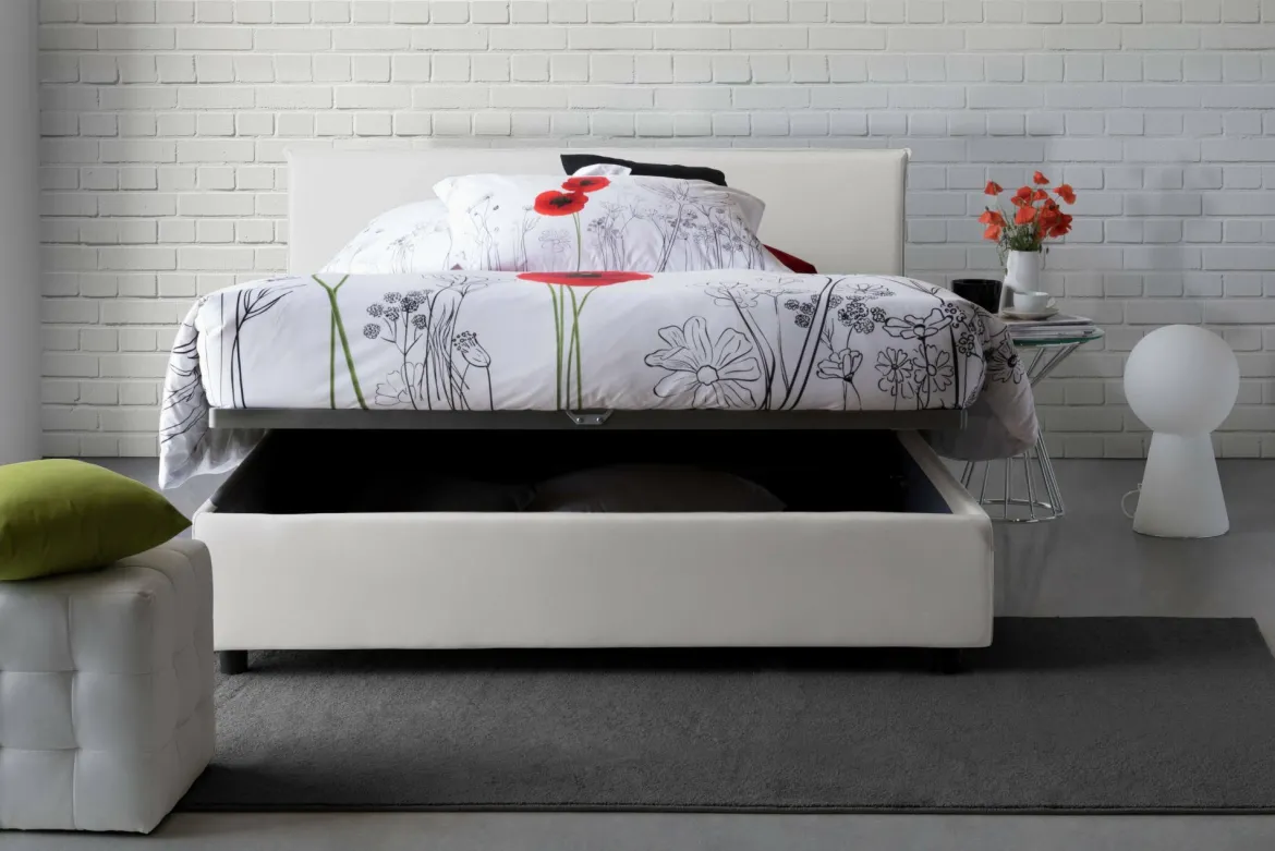 Letto matrimoniale contenitore bianco 175x205cm minimal - Anassimene
