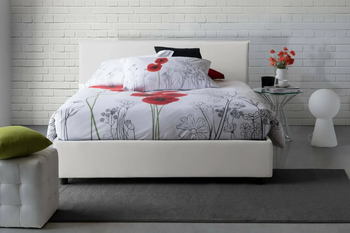 Letto matrimoniale contenitore bianco 175x205cm minimal - Anassimene