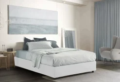 Letto matrimoniale contenitore bianco 175x205cm rivestimeno in ecopelle - Alastorn