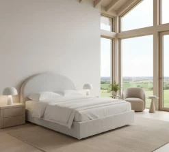 Letto matrimoniale contenitore bianco 175x205cm rivestito in tessuto - Archivio