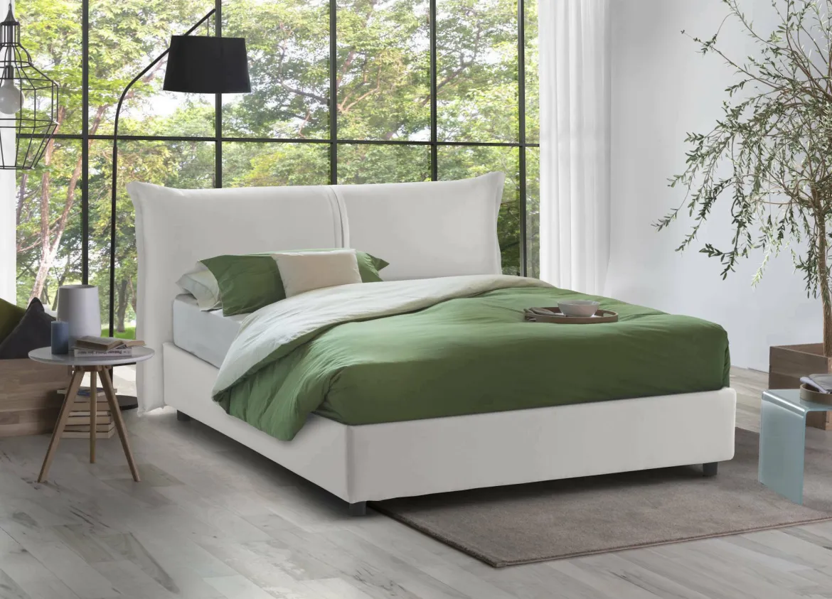 Letto matrimoniale contenitore bianco 175x215cm - Abbas
