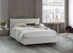 Letto matrimoniale contenitore bianco 175x215cm con testiera arrotondata - Ayur