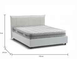 Letto matrimoniale contenitore bianco 175x215cm con testiera arrotondata - Ayur