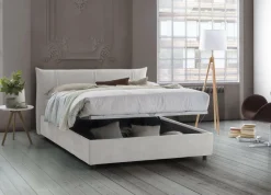 Letto matrimoniale contenitore bianco 175x215cm con testiera arrotondata - Ayur