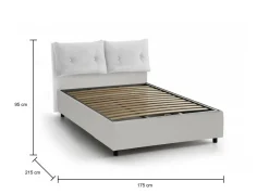 Letto matrimoniale contenitore bianco 175x215cm con testiera imbottita - Arron