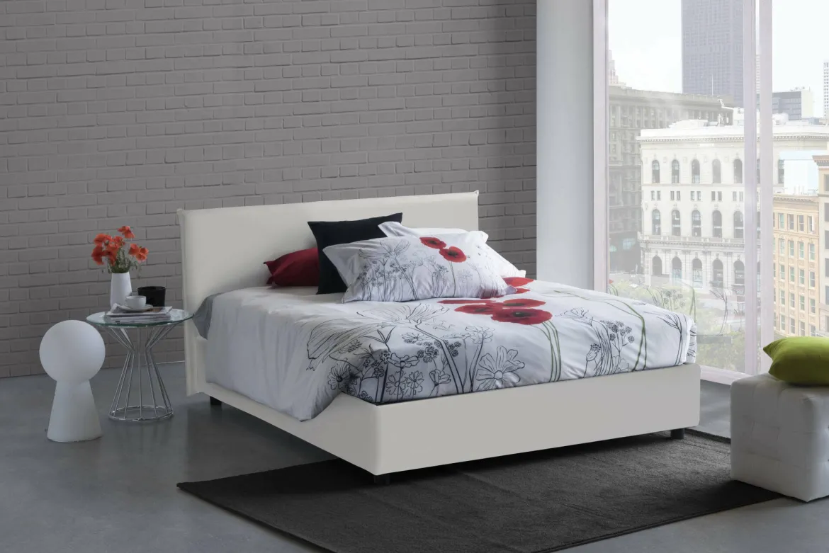 Letto matrimoniale contenitore bianco 175x215cm minimal - Hackmanite