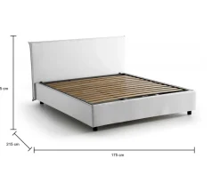 Letto matrimoniale contenitore bianco 175x215cm rivestito in tessuto - Arcan
