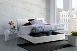 Letto matrimoniale contenitore bianco 175x215cm rivestito in tessuto - Arcan