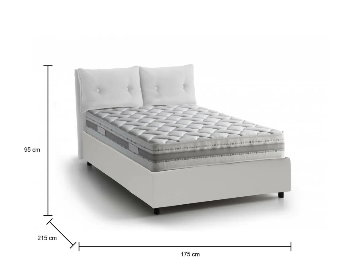 Letto matrimoniale contenitore bianco 175x215cm sfoderabile - Aris