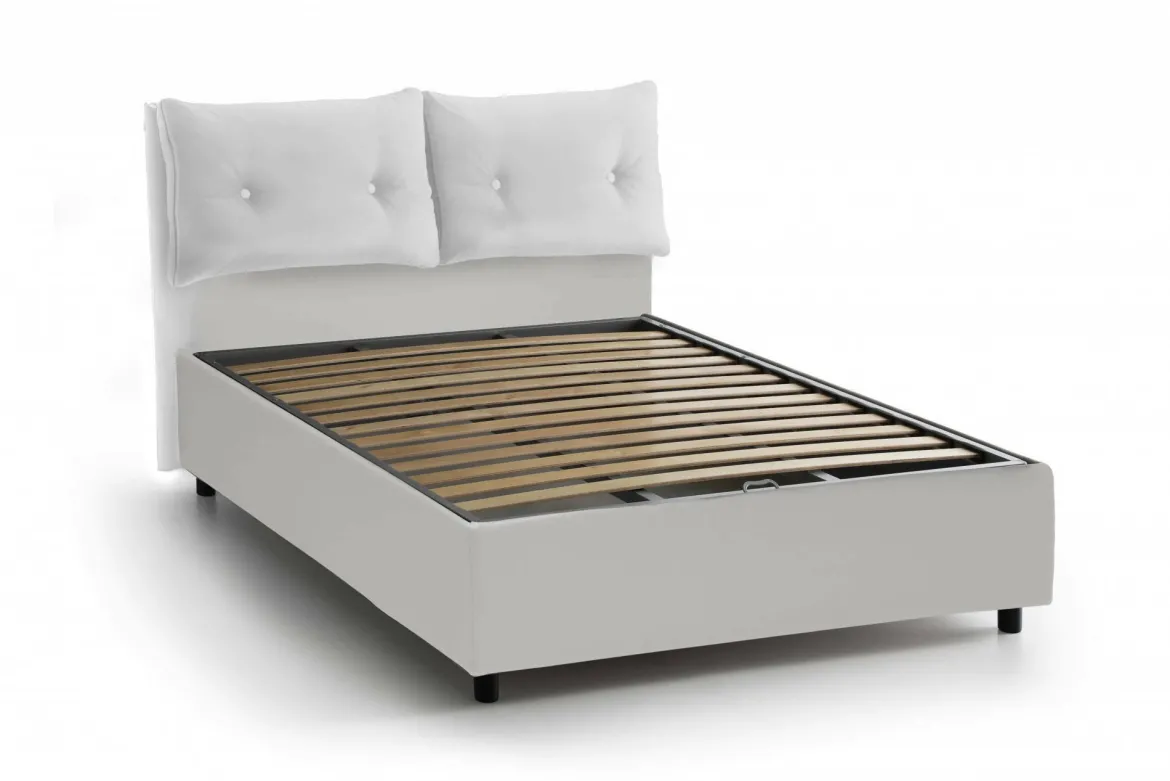 Letto matrimoniale contenitore bianco 175x215cm sfoderabile - Aris