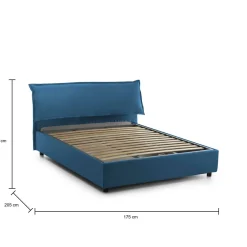 Letto matrimoniale contenitore blu 175x205cm rivestito in tessuto - Andyymion