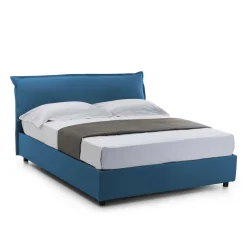 Letto matrimoniale contenitore blu 175x205cm rivestito in tessuto - Andyymion