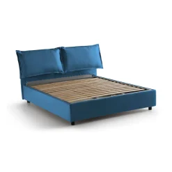 Letto matrimoniale contenitore blu 175x205cm struttura in legno - Ashlee