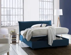 Letto matrimoniale contenitore blu 175x215cm accogliente - Aishia