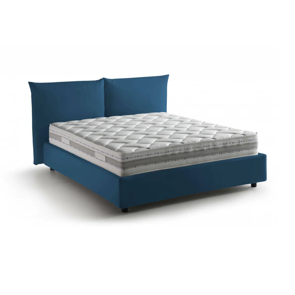 Letto matrimoniale contenitore blu 190x225cm imbottito - Arcole