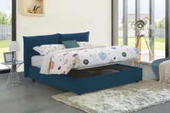Letto matrimoniale contenitore blu 190x225cm imbottito - Arcole