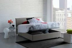 Letto matrimoniale contenitore grigio 175x205cm moderno - Ashlee
