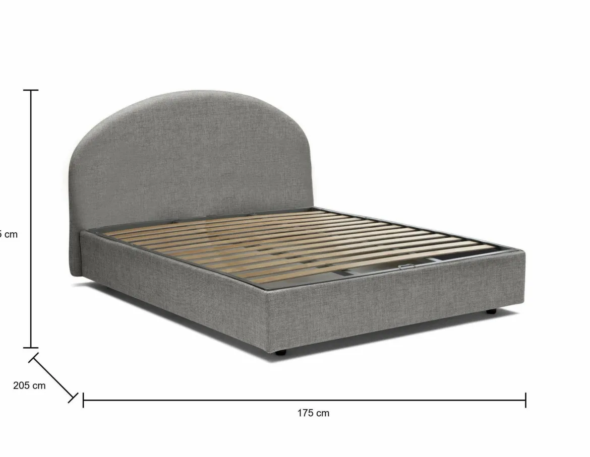 Letto matrimoniale contenitore grigio 175x205cm rivestimento in tessuto - Archivio