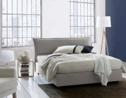 Letto matrimoniale contenitore grigio 175x205cm rivestito in tessuto - Andyymion