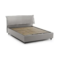Letto matrimoniale contenitore grigio 175x205cm rivestito in tessuto - Andyymion