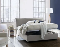 Letto matrimoniale contenitore grigio 175x205cm rivestito in tessuto - Andyymion