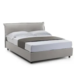 Letto matrimoniale contenitore grigio 175x205cm rivestito in tessuto - Andyymion