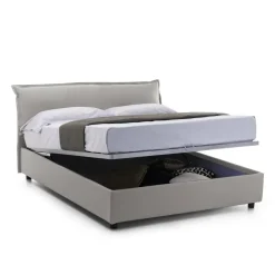 Letto matrimoniale contenitore grigio 175x205cm rivestito in tessuto - Andyymion