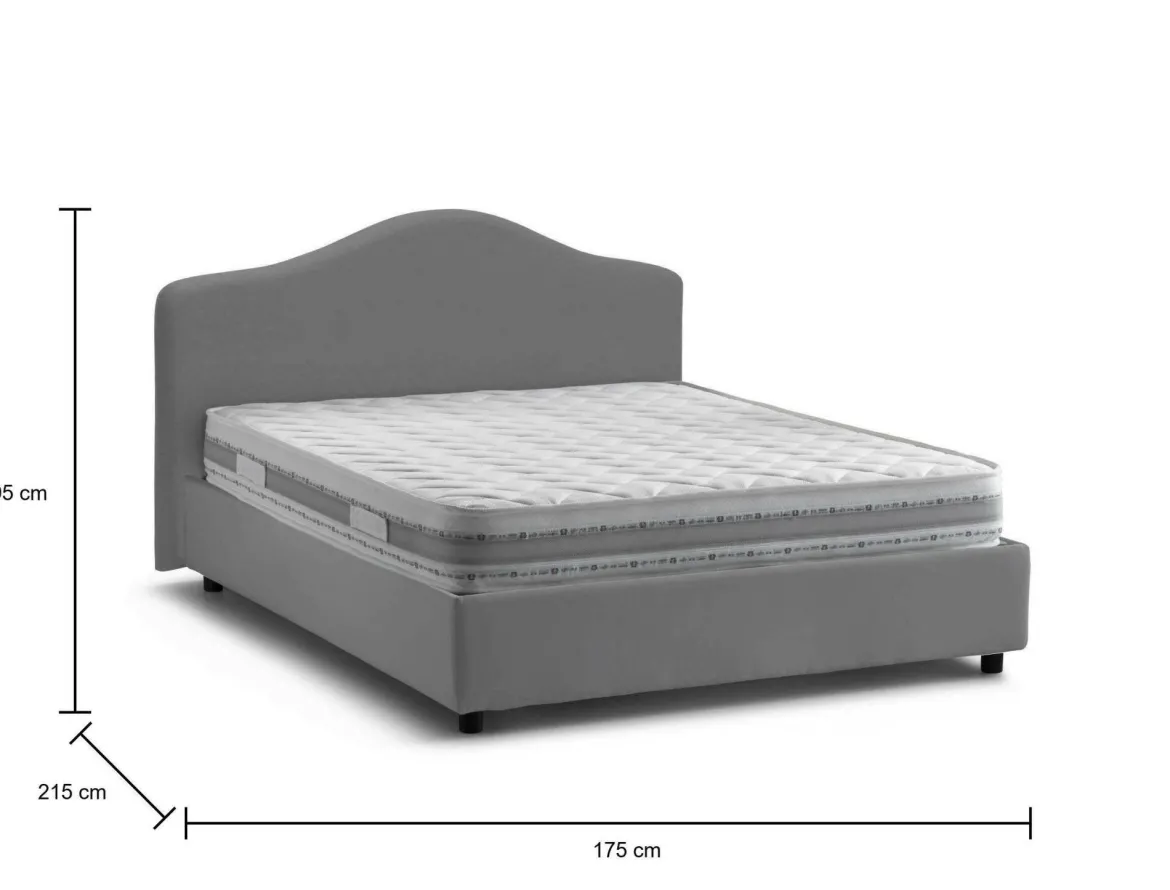 Letto matrimoniale contenitore grigio 175x215cm - Verdite