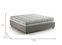 Letto matrimoniale contenitore grigio 175x215cm porta oggetti - Geras