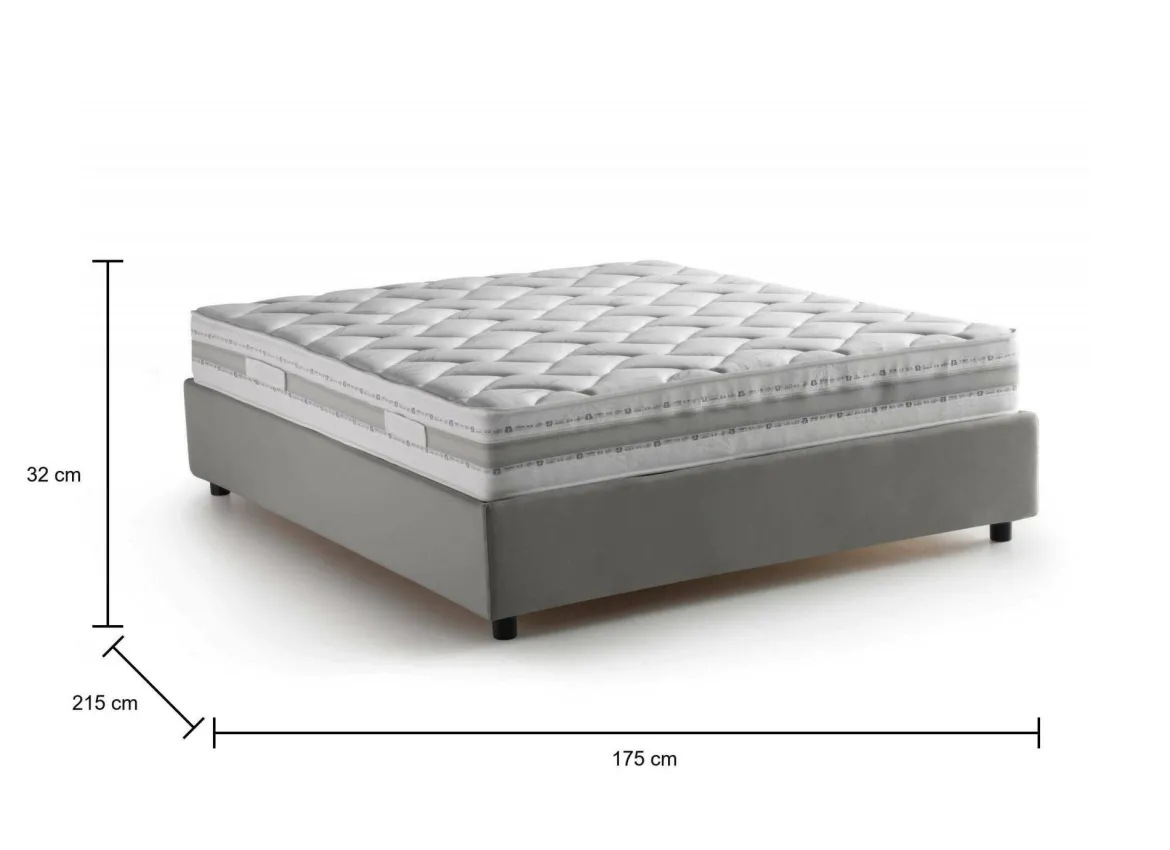 Letto matrimoniale contenitore grigio 175x215cm porta oggetti - Geras