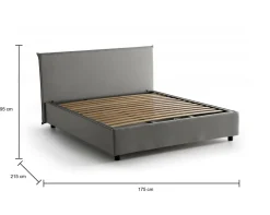 Letto matrimoniale contenitore grigio 175x215cm rivestimento in tessuto - Arcan