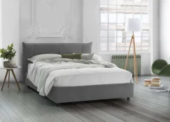 Letto matrimoniale contenitore grigio 175x215cm rivestito in tessuto - Ambassador