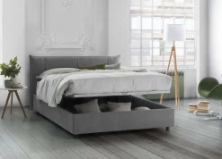 Letto matrimoniale contenitore grigio 175x215cm rivestito in tessuto - Ambassador