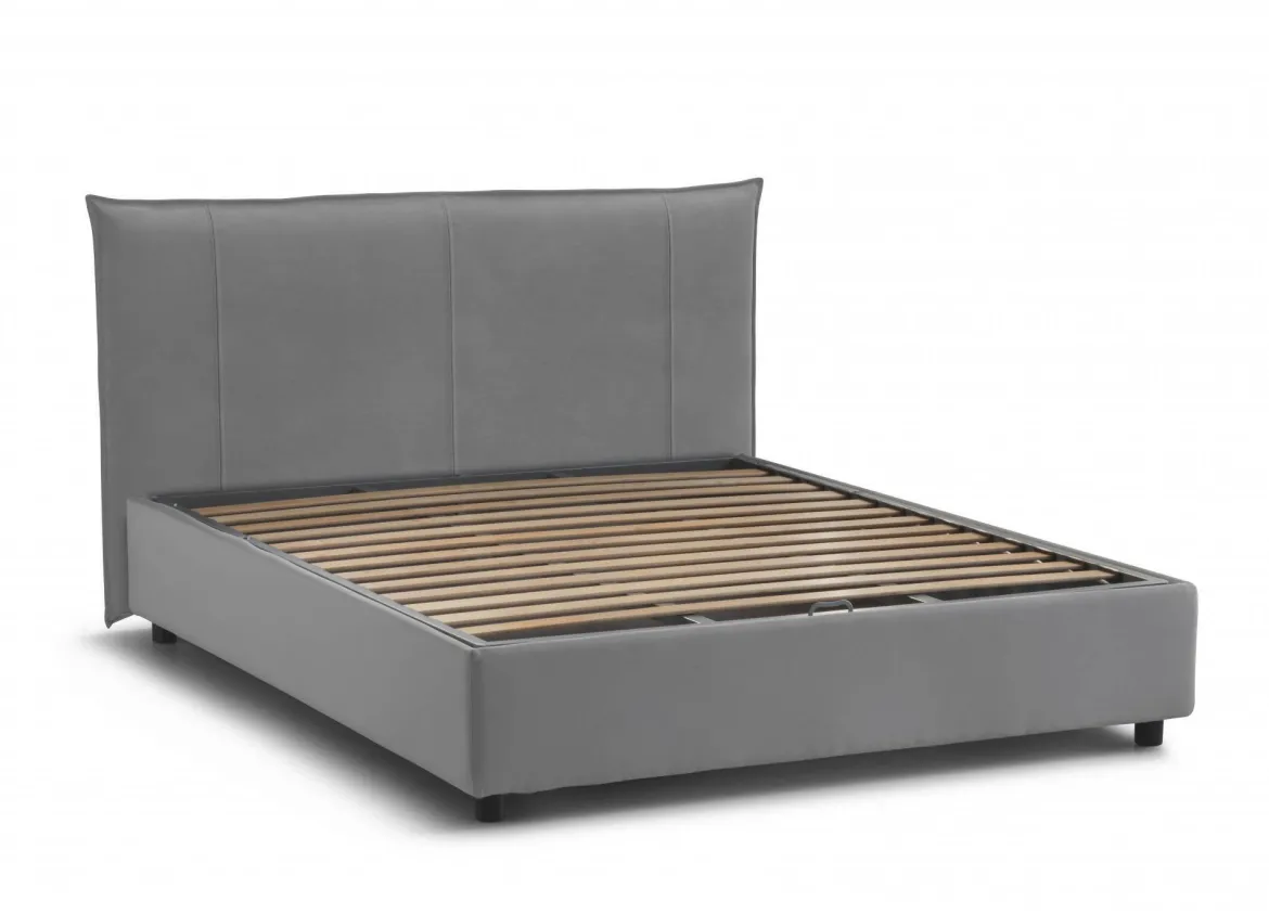 Letto matrimoniale contenitore grigio 175x215cm rivestito in tessuto - Ambassador