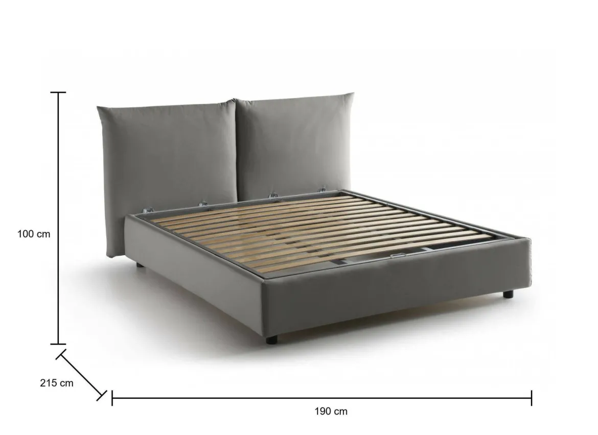 Letto matrimoniale contenitore grigio 190x225cm - Arcole