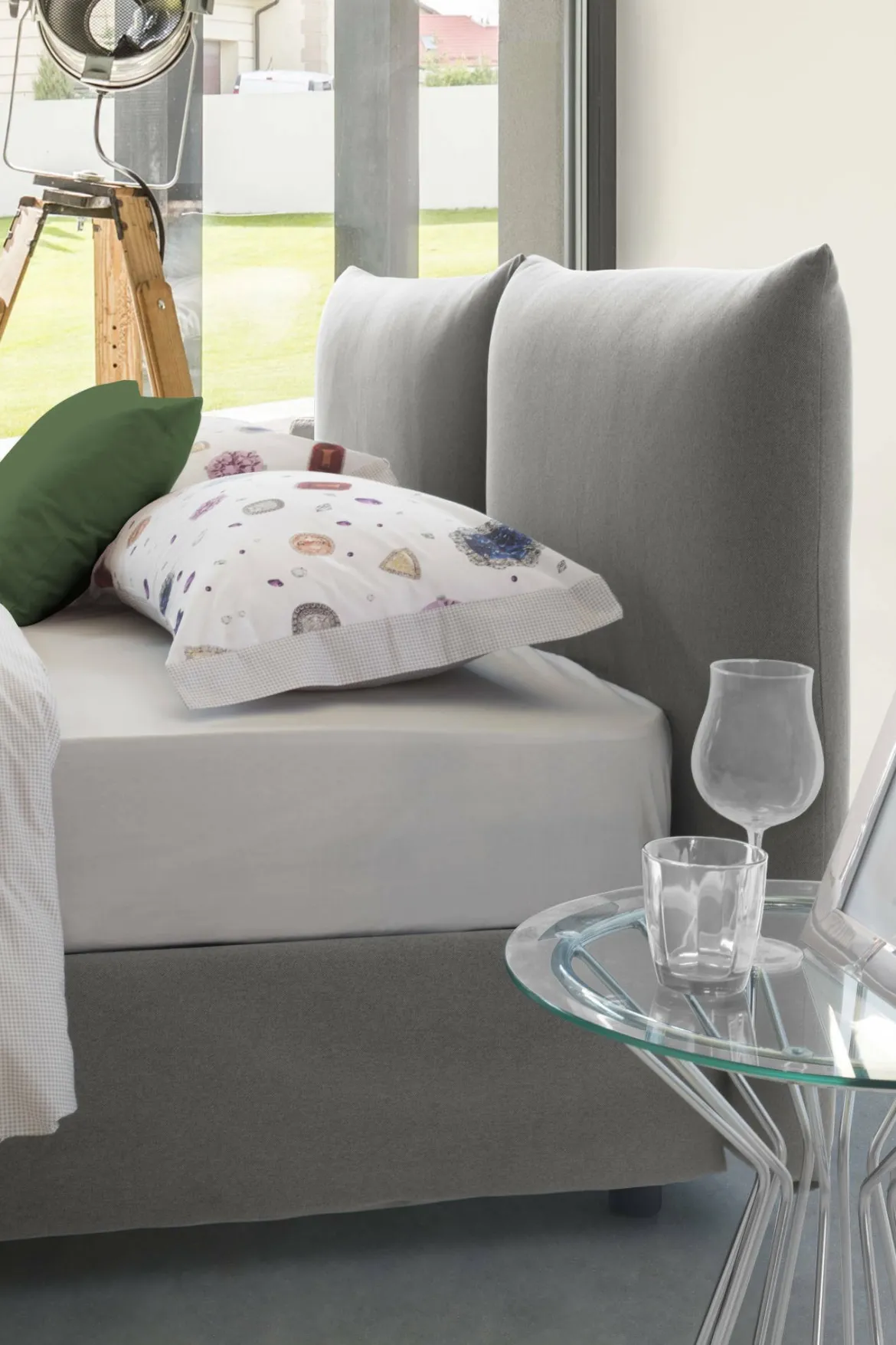 Letto matrimoniale contenitore grigio 190x225cm - Arcole
