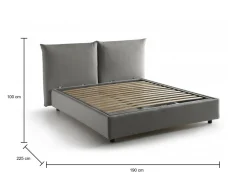 Letto matrimoniale contenitore grigio 190x225cm rivestimento lavabile - Aghineo