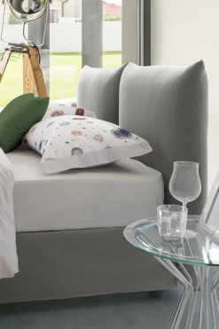 Letto matrimoniale contenitore grigio 190x225cm rivestimento lavabile - Aghineo