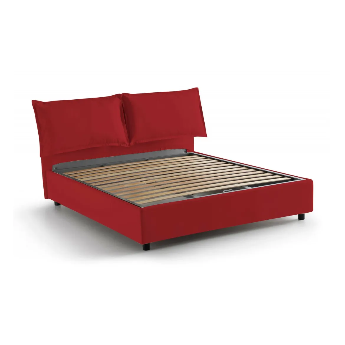 Letto matrimoniale contenitore rosso 175x205cm sfoderabile - Anjin